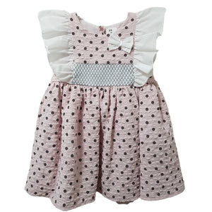 Ceyber Girls Pink Polka Frill Shoulder Dress