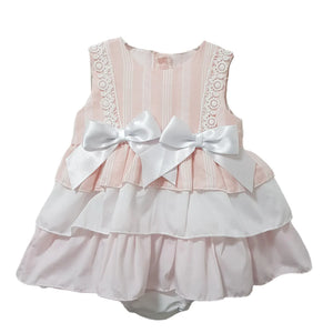 Ceyber Girls Pink Stripe Puffball Style Dress