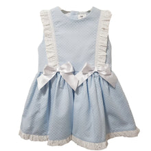 Load image into Gallery viewer, Ceyber Girls Blue Waffle Double Bow Dress