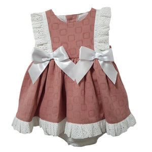 Ceyber Girls Dusky Pink Double Bow Dress