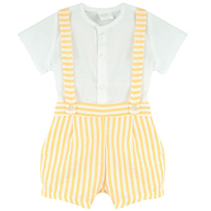 Baby Ferr Boys Yellow Stripe H Bar Short Set