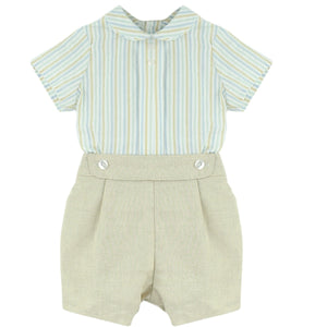 Baby Ferr Boys Beige Stripe Short Set