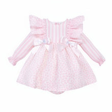 Load image into Gallery viewer, Wee Me Baby Girls Pink Floral and Stripe Dress