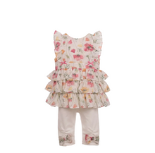 Load image into Gallery viewer, Mintini Girls Floral Broderie Dress &amp; Leggings