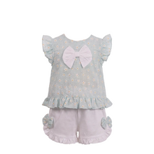 Load image into Gallery viewer, Mintini Girls Aqua Floral Short Set