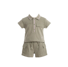 Load image into Gallery viewer, Mintini Boys Sage Polo Short Set