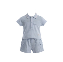 Load image into Gallery viewer, Mintini Boys Blue Polo Short Set