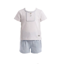 Load image into Gallery viewer, Mintini Boys Blue Jacquard Jam Set