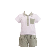 Load image into Gallery viewer, Mintini Boys Sage Pocket Polo Short Set