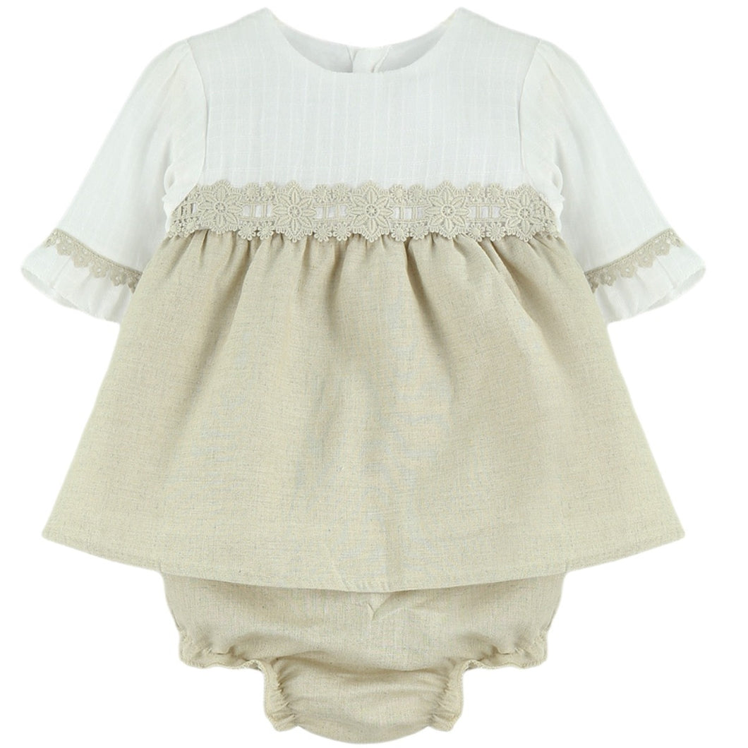 Baby Ferr Baby Girls Beige Dress