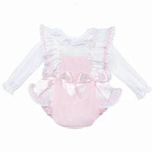 Wee Me Baby Girls Pink Romper Set