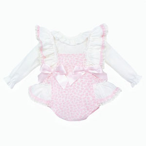 Wee Me Baby Girls Pink Floral Romper Set