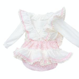 Wee Me Baby Girls Pink Floral Romper Set