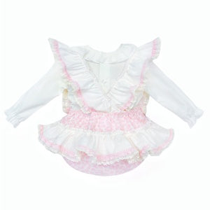 Wee Me Baby Girls Pink Floral Romper Set