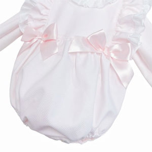 Wee Me Baby Girls Pink Double Bow Romper