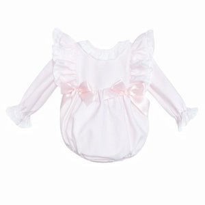 Wee Me Baby Girls Pink Double Bow Romper