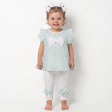 Load image into Gallery viewer, Mintini Girls Aqua Floral Dress &amp; Leggings