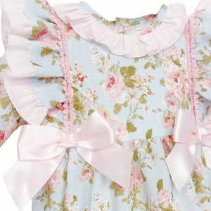 Wee Me Baby Girls Blue and Pink Floral Romper