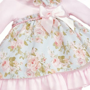 Wee Me Baby Girls Blue and Pink Floral Dress