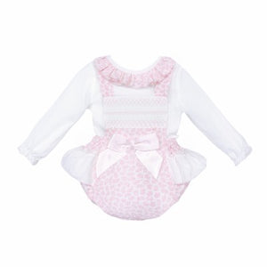 Wee Me Baby Girls Pink Floral Large Bow Romper Set