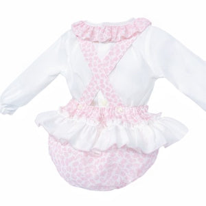 Wee Me Baby Girls Pink Floral Large Bow Romper Set