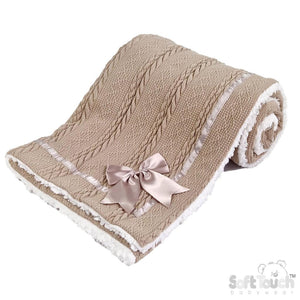 Soft Touch Bow Chevron Knit Sherpa Blanket