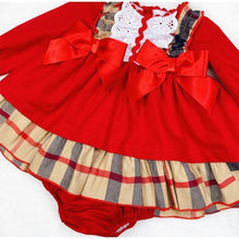 Load image into Gallery viewer, Wee Me Red And Tan Tartan Puffball Dress