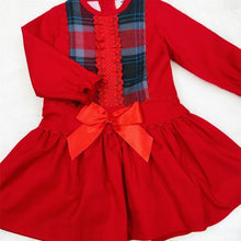 Load image into Gallery viewer, Wee Me Red And Tartan Drop Waist Dress
