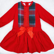 Load image into Gallery viewer, Wee Me Red And Tartan Drop Waist Dress