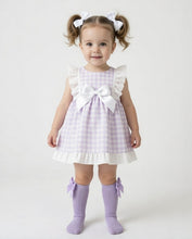 Load image into Gallery viewer, Ceyber Girls Lilac Gingham Bow Dress