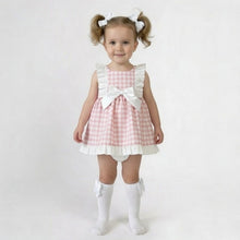 Load image into Gallery viewer, Ceyber Girls Pink Gingham Bow Dress