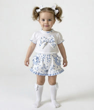 Load image into Gallery viewer, Mintini Girls Blue Floral Gingham Short Set