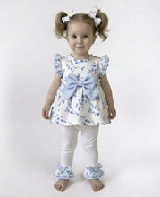 Load image into Gallery viewer, Mintini Girls Blue Floral Gingham Tunic Legging Set