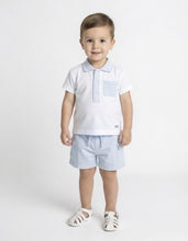 Load image into Gallery viewer, Mintini Boys Blue Pocket Polo Short Set