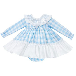 Wee Me Baby Girls Blue Gingham Dress