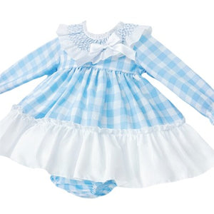 Wee Me Baby Girls Blue Gingham Dress