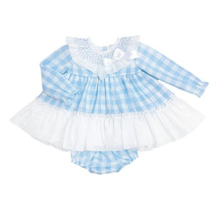 Wee Me Baby Girls Blue Gingham Dress