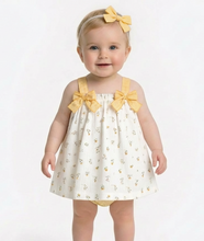 Load image into Gallery viewer, Rapife Baby Yellow Ditsy Gingham Bow Dress Set