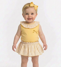 Load image into Gallery viewer, Rapife Girls Yellow Gingham Skirt Set