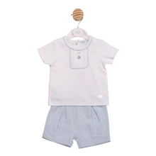 Load image into Gallery viewer, Mintini Boys Blue Jacquard Jam Set