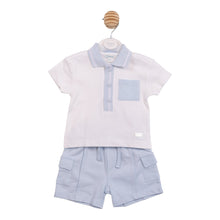 Load image into Gallery viewer, Mintini Boys Blue Pocket Polo Short Set
