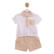 Load image into Gallery viewer, Mintini Boys Beige Pocket Polo Short Set
