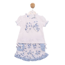Load image into Gallery viewer, Mintini Girls Blue Floral Gingham Short Set