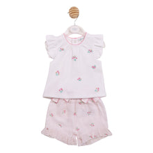 Load image into Gallery viewer, Mintini Girls Pink Crinkle Floral Short Set