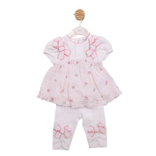 Load image into Gallery viewer, Mintini Girls Pink Crinkle Floral Dress &amp; Leggings