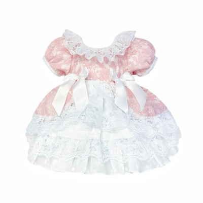 Wee Me Baby Girls Pink Lace Puff Dress