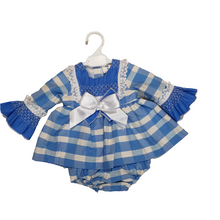 Load image into Gallery viewer, Ceyber Baby Girls Blue Check Dress