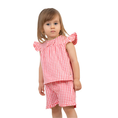 Older Girls Pink Gingham Short Set