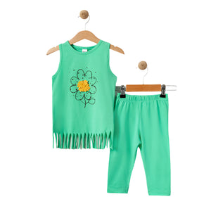 Older Girls Tassel Flower Legging Set