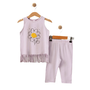 Older Girls Tassel Flower Legging Set